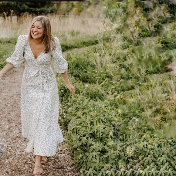 Reformation Mint linen wrap midi dress new - Picture 5 of 14